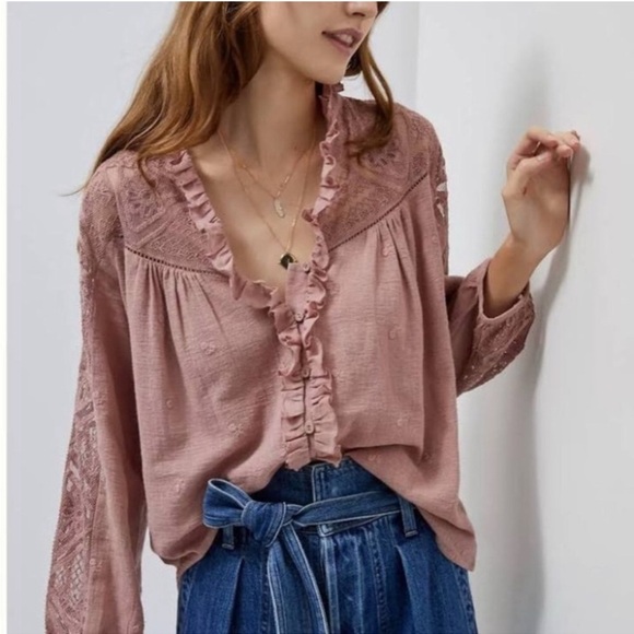 Anthropologie Pink Button Down Shirt - Picture 1 of 9